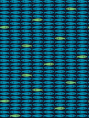 Abstract Pattern of Blue and Green Fish Scales with Symmetrical Design © Wolfworker