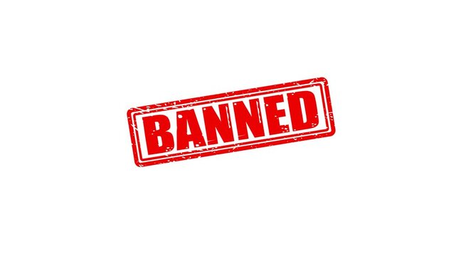 Banned red rubber stamp impression on white background, grunge texture sign for censorship and prohibition