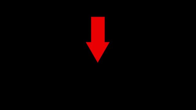 Red arrow descends vertically across a black background in a looping animation