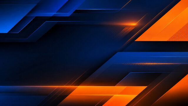Modern Blue and Orange Abstract Geometric Technology Background 