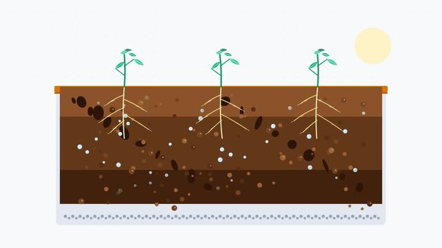 Animation of Plant Growth and Soil Moisture Levels in a Container