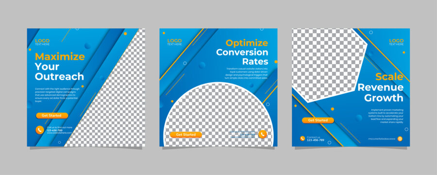 Digital Marketing Strategy Social Media Carousel Template Pack for Marketing and Branding, Editable AI file