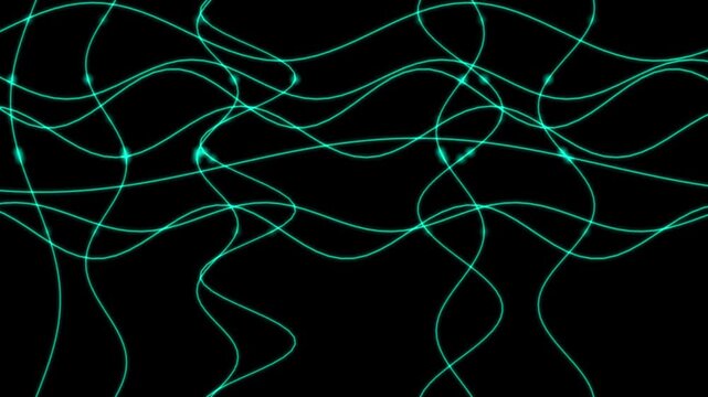 Curved glowing lines and nodes form an abstract tech background with looping patterns suitable for overlay