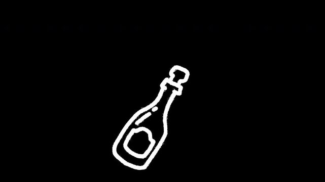Champagne Bottle Popping Cork Animation, Celebration Loop, Transparent Background