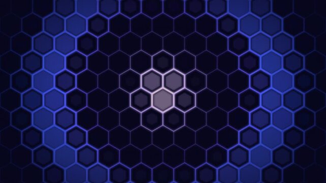 Pulsing Hexagon Grid in Royal Blue-Purple Tones &ndash; Seamless Loop 4K Motion Background