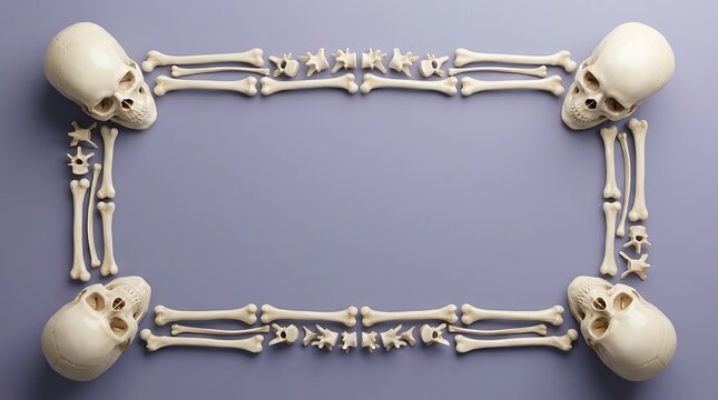 Neat geometric skeleton border on solid lavender blue background.