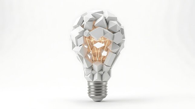 Low poly light bulb isolated on white background