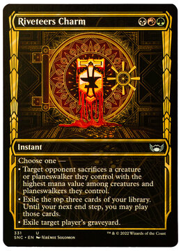 Hamburg, Germany - 09052026: Magic The Gathering Riveteers Charm Streets of New Capenna Trading Card