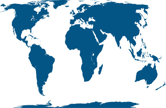 EQUAL EARTH - MAPA MUNDI  clean minimalist map, tranparent vector - blue