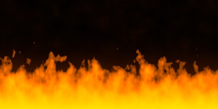 Scattered Orange Fire Sparks Over Rising Flame Wall