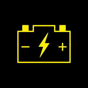 Battery (accumulator) icon. Low-voltage battery. Symbol for energy or charge. Attribute of a car, machine, or engine. Raster.