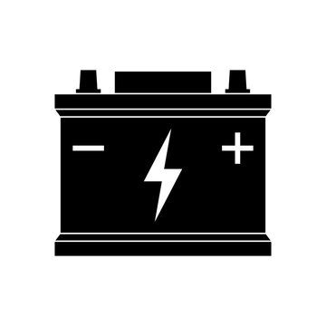 Battery (accumulator) icon. Low-voltage battery. Symbol for energy or charge. Attribute of a car, machine, or engine. Raster.