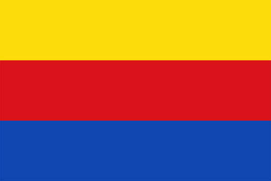 Flag of North Holland. The yellow, red, and blue tricolor. Symbol of the province of the Netherlands. Raster.