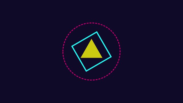 Geometric motion with rotating square and pulsing circle: minimalist abstract animation 4k background