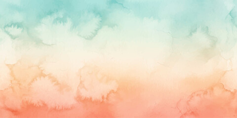 Obraz premium A soft watercolor wash blends serene turquoise and warm peach hues, creating an abstract gradient background that evokes a sense of calm and gentle beauty.