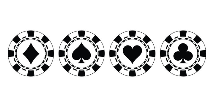 Poker chips vector icons, colorful casino chip symbols for poker games, gambling concepts, casino branding, gaming entertainment, betting themes, and isolated design elements.