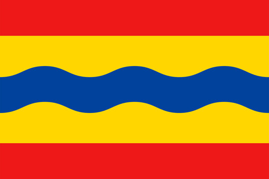 Flag of Overijssel. Red, yellow and blue flag. Symbol of the province of the Netherlands. Raster.