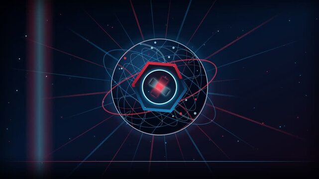 Breaking News Template intro for TV broadcast news show program with 3D breaking news text and badge, cyber and futuristic style