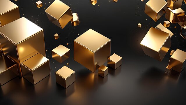 abstract background of gold cubes