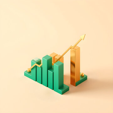 Isometric 3D Financial Growth Bar Graph