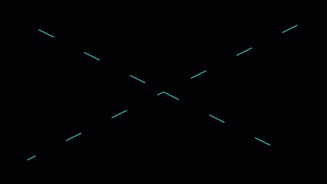 Minimalist neon blue dashed lines abstract motion animation 4k background
