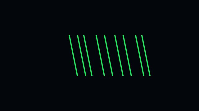 Minimalist neon green vertical lines motion background, abstract digital animation 4k