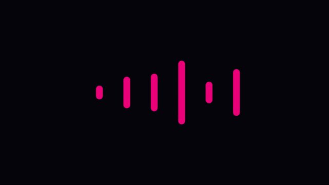Minimalist pink audio waveform animation on 4k black background, for music visualization, sound