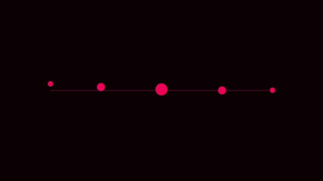 Minimalist pink loading progress bar animation with pulsing dots on 4k black background