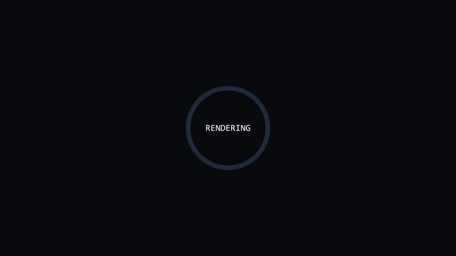 Minimalist rendering loading circle animation on dark 4k background, for digital interface, and software progress ui