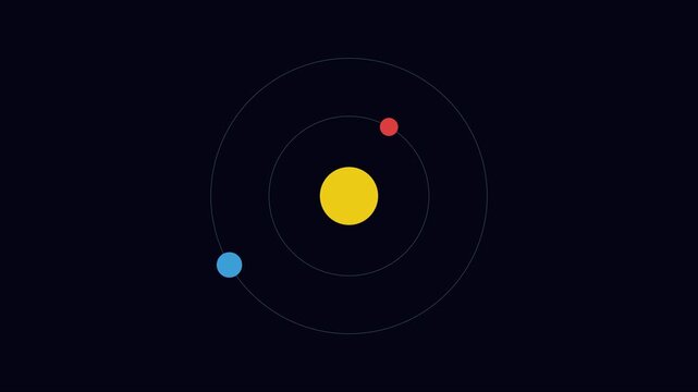 Minimalist solar system animation with orbiting planets and central sun for science and education projects 4k