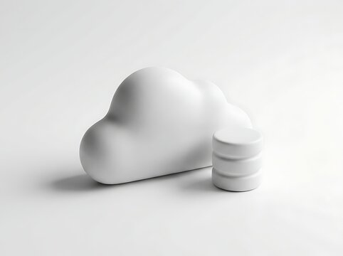 3d cloud and database icon isolated on white