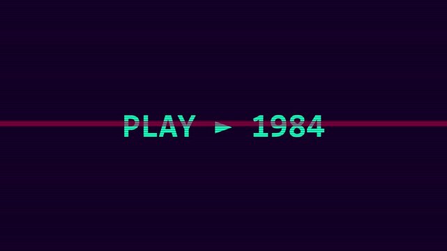 Retro 1984 play button digital interface animation for vintage tech and synthwave aesthetic projects 4k