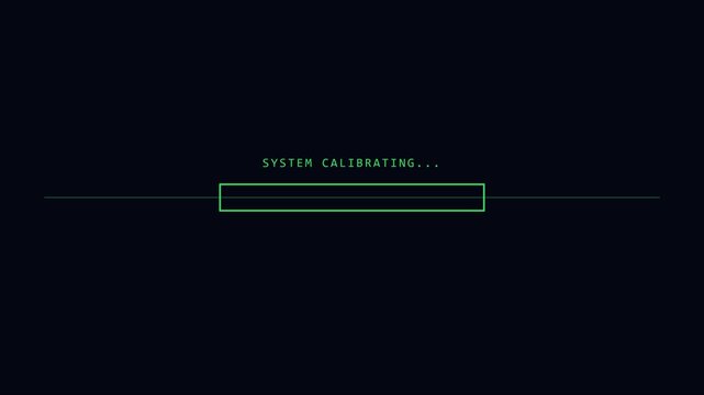 System calibrating progress bar animation with green digital interface text and minimalist loading for technology projects 4k