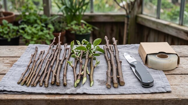 Fresh scion wood prepared for orchard propagation