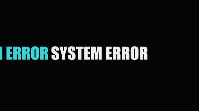System error text warning message on dark animation 4k background, for technology and, cybersecurity concepts