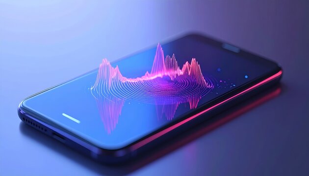 Voice message concept with smartphone and sound waves 3D illustration