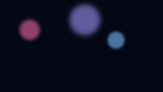 Abstract floating colorful orbs motion animation 4k background, with soft glowing, bokeh circles on, dark backdrop