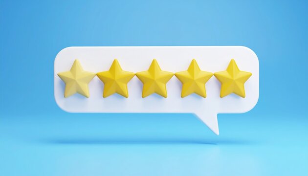 Feedback concept with speech bubble and star rating 3D illustration