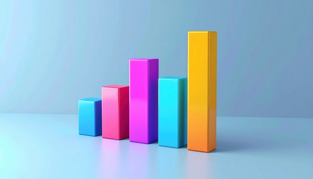 Colorful Business Graph Icon, 3D Illustration