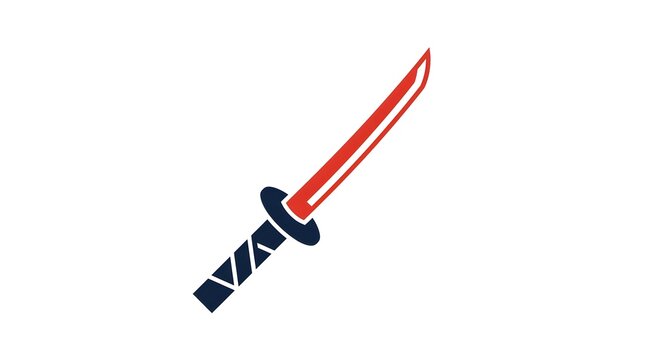 Minimalist katana sword logo icon isolated on white background