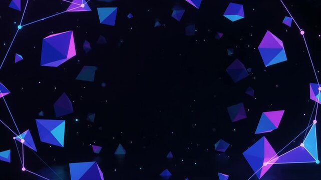 Neon Gaming Stream Starting Soon Background with Glowing Polygon Shapes