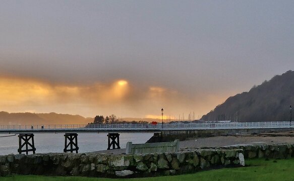 sunset over the river