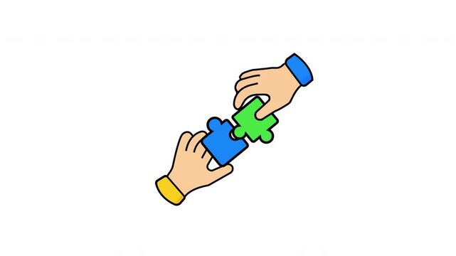 Teamwork Puzzle Connection 2D Animation