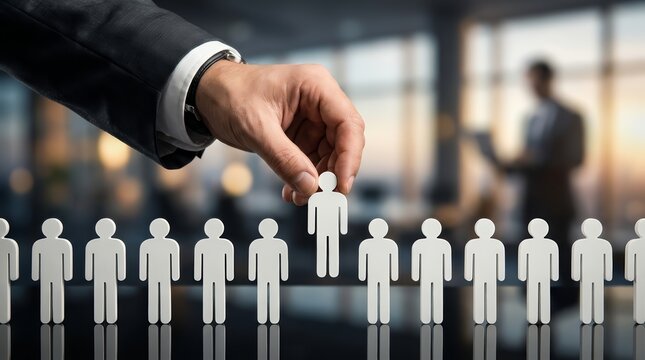 A businessman performing workforce planning to identify talent needs and select the right person.