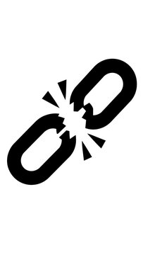 Broken link icon featuring a snapped chain connection symbol disconnected chain error icon security breach web link connection lost website icon web design unlink symbol disconnected
