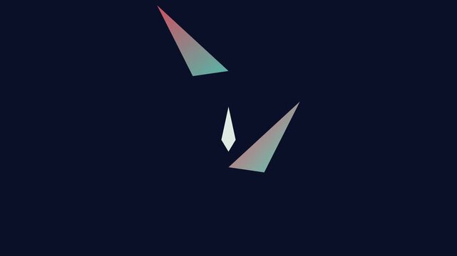 Minimalist geometric butterfly animation with gradient triangles on dark 4k background, motion abstract
