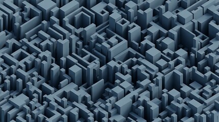 Obraz premium Abstract isometric 3d city blocks pattern in grayscale