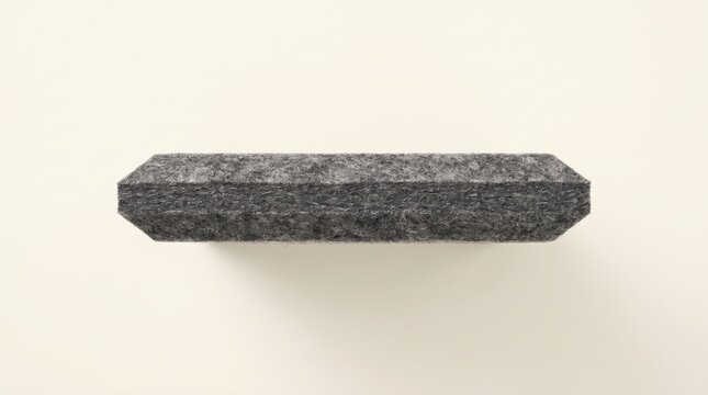 Cross section of a grey acoustic foam panel for soundproofing and noise reduction