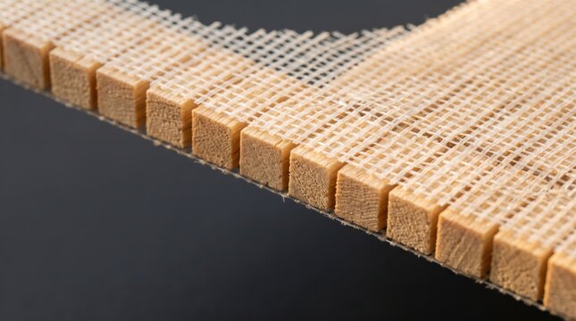 Balsa wood core sheet with fiberglass mesh reinforcement for composite sandwich panels.