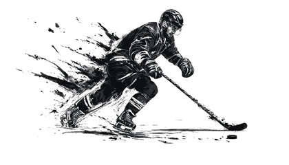 Fototapeta premium Skier in dynamic downhill turn on snowy slope. Winter sports athlete carving powder with precision technique and speed.